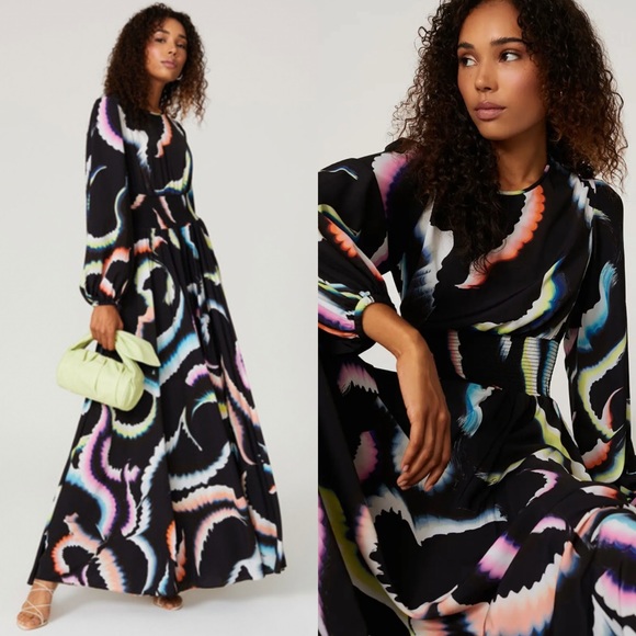 A.L.C. Dresses & Skirts - A.L.C Leah Pleated Maxi Dress Midnight Multi in 6